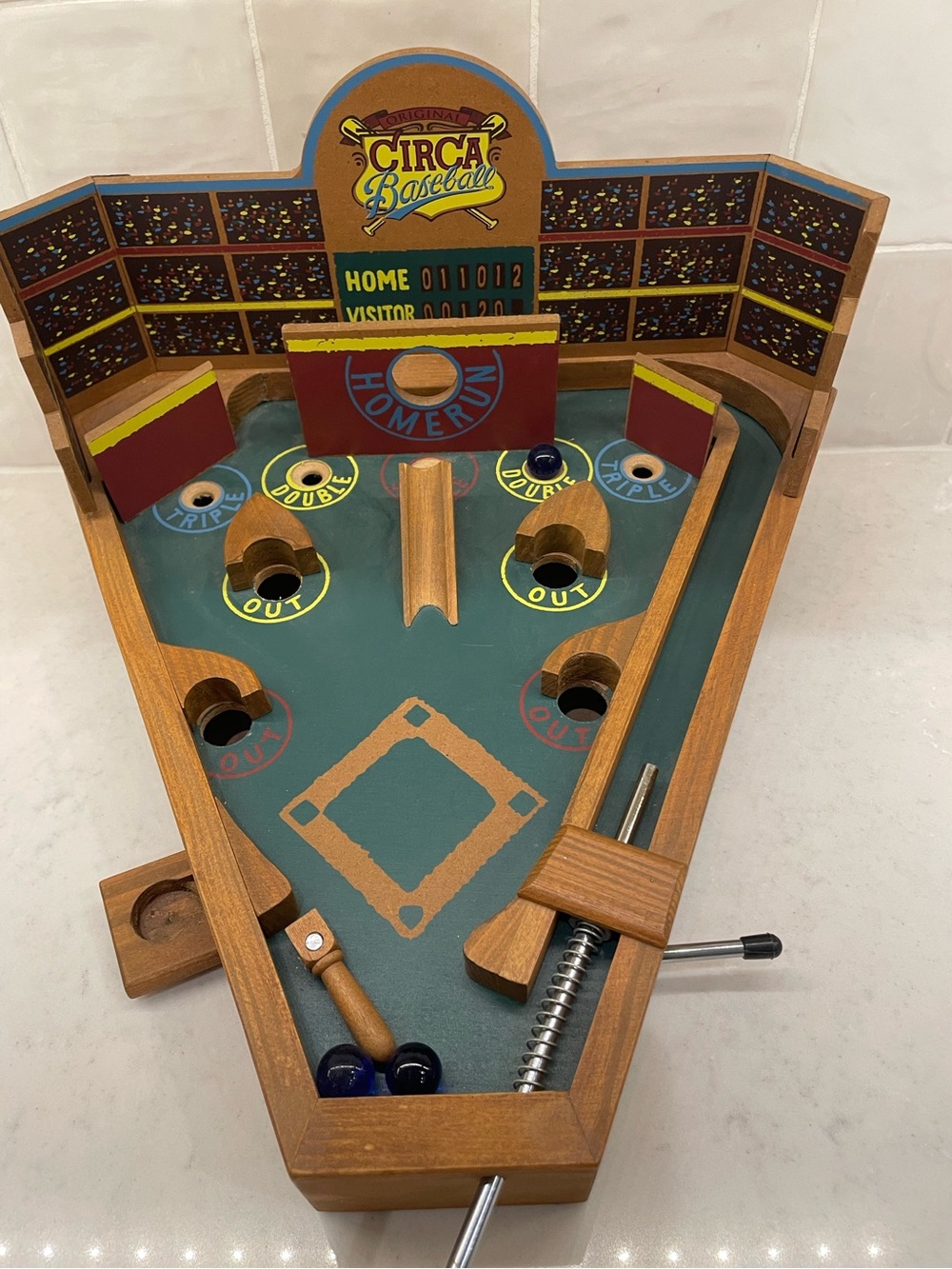 Circa Pinball-Style Baseball Wooden Tabletop Game